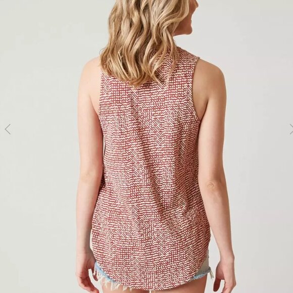 Lucky Brand Printed Tank Top Womens Size Medium High Neck Sleeveless Modal Blend - Picture 2 of 10